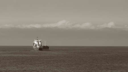 Beautiful seascape evening sea horizon and cloudy sky. Ocean landscape.の写真素材