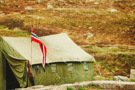 Big old tent in Haukeli mountains in summer time, place for travellers rest, Norwayの写真素材