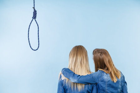 Woman trying to help her best friend with suicidal thoughts. Friendship and depression concept.