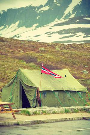 Big old tent in Haukeli mountains in summer time, place for travellers rest, Norwayの写真素材