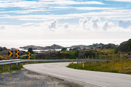 National tourist county route road 44 Jaeren, sothern Norway. Norwegian coastal landscape.