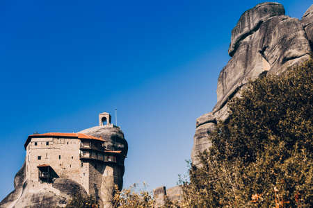 The Monastery of Rousanou St. Barbarain in Meteora rock formation, Thessaly Greece. Greek destinationsの写真素材