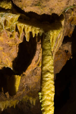 Impressive formations of the stalactites and stalagmites in Dirou Cave. Greek destination .Natural beauty. Mani, Laconia, Greeceの写真素材