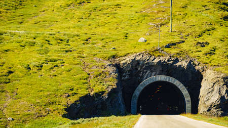 Tunnel entrance in norwegian mountains, Norway Scandinaviaの写真素材