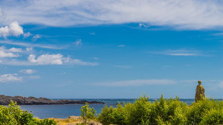 The North Sea coastline of southwestern Norway, Norwegian rocky coast landscape. Tourist county...