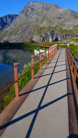 View of scenic mountains from Trollstigen viewpoint in Norway Europe, popular tourist attraction.の写真素材