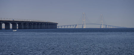 The bridge across the Great Belt - the Storebaelt Bridge in Denmark.
