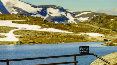 Summer mountains landscape in Norway. National tourist route 55 Sognefjellet and the highest point at Fantesteinen.の写真素材