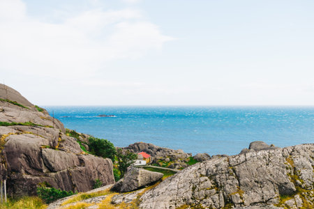 National tourist county route road 44 Jaeren, sothern Norway. Coastal landscape in summer