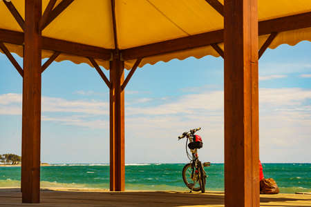 Bicycle on Quitapellejos Beach, Andalucia region in Spain. Activity on holidaysの写真素材
