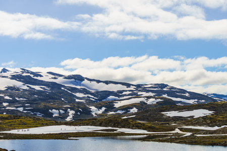 Sport activity. Cross country summer ski at road 55 Sognefjellet national tourist route between Lom...