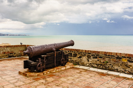 Old cannon at Sohail Castle in Fuengirola, near Malaga Spain. Tourist attraction. Intersting place...