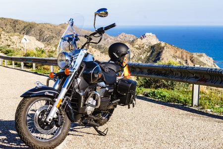 Mirador De La Granatilla Carboneras, Spain - January 5, 2020: Motorcycle UM Renegade Commando...