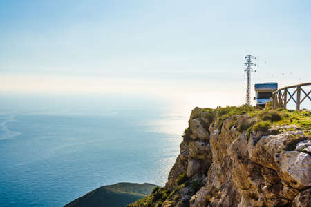 Caravan rv on coast, Mesa Roldan location, Cabo de Gata Nijar Natural Park in Almeria province, Andalusia Spain. Interesting place to visit.の写真素材