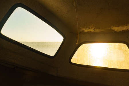 Old boat on sea shore, detail view.の写真素材