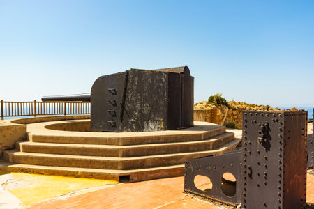 Battery Castillitos by coast of mediterranean sea. Tourist place near city Cartagena Murcia region,...