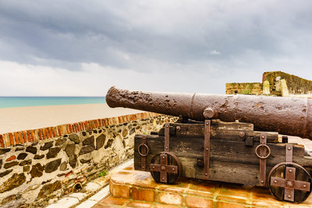 Old cannon at Sohail Castle in Fuengirola, near Malaga Spain. Tourist attraction. Intersting place...