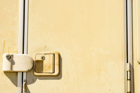 Detail of camper car door with security lockの写真素材