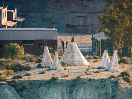 Tabernas Desert, Almeria, Spain - January 9, 2020: Western Leone village, movie location set for...