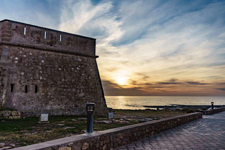 Coastal fortification, castle near the town of Los Banos de Guardias Viejas, Almeria province, Andalusia Spain. Tourist attractionのeditorial素材