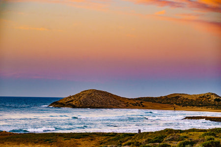 Mediterranean sea coast landscape, spanish coastline in Murcia region. Calblanque Regional Park.の写真素材