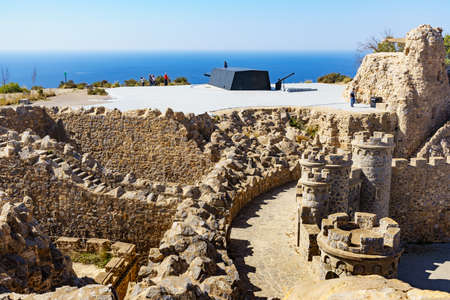 Tourist attraction. The Gun Battery of Castillitos in Spain Cartagena, stone castle fortifications.の写真素材
