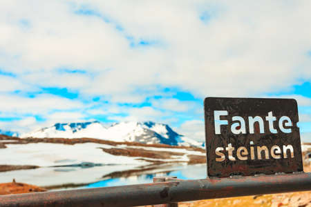 Summer mountains landscape in Norway. National tourist route 55 Sognefjellet and the highest point at Fantesteinen.の写真素材