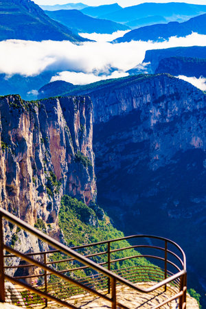 Verdon Gorge in Provence France. Mountains landscape. View from Belvedere de la Dent d'Aire viewing...