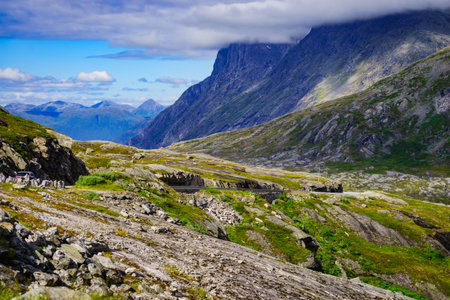 Tourism vacation and travel. Mountains landscape at summer, Norway Scandinavia.