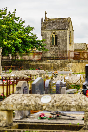 Graveyard in Coulon town, Deux Sevres, New Aquitaine region, Franceの写真素材