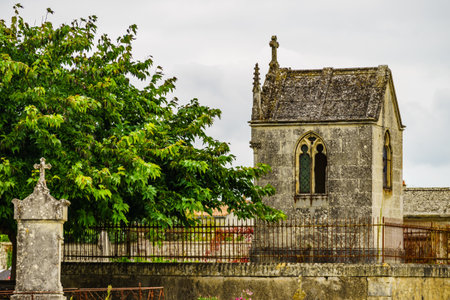 Graveyard in Coulon town, Deux Sevres, New Aquitaine region, Franceの写真素材
