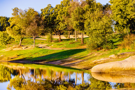 Camping place, rest leisure area, Povoa e Meadas Dam in Castelo de Vide, Alentejo Portugal.