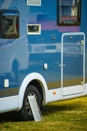 Camper car detail. Grid, fridge ventilation plate. Repairの写真素材