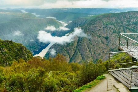 Mountain view. River Sil Canyon in Parada de Sil in Galicia, Spain. View from Cabezoa lookout. Place to visit.の写真素材
