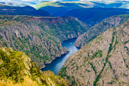 Mountain view. River Sil Canyon in Parada de Sil in Galicia, Spain. View from Cabezoa lookout. Place to visit.の写真素材