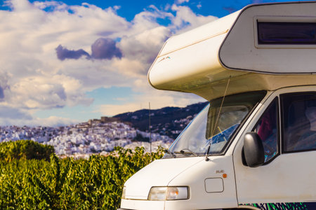 Caravan visiting Salobrena town on the Costa Tropical in Granada, Spain.の写真素材