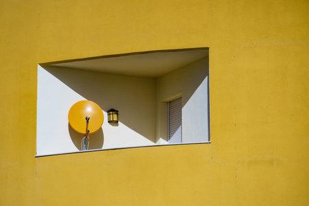 Satellite dish on house building. TV connection.の写真素材
