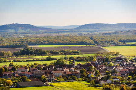 Summer valley landscape in Lorraine France. DepartmentMeuseの写真素材