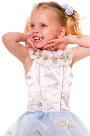 Portrait of the happy girl,isolated on  white.の写真素材