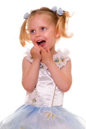 Portrait of the happy girl,isolated on  white.の写真素材