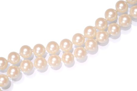 Pearl necklace isolated on white の写真素材