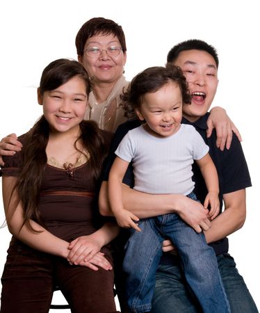 asian four persons family の写真素材