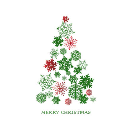 New year background with Christmas tree made of paper snowflakesのイラスト素材