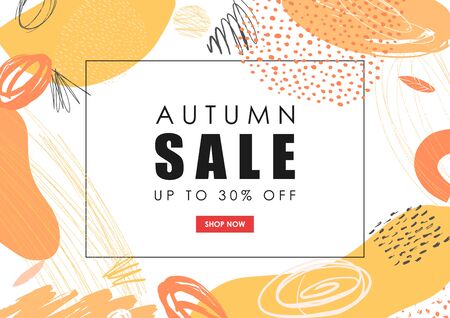 Autumn sale banner. Hand drawn abstract background. Vector.のイラスト素材