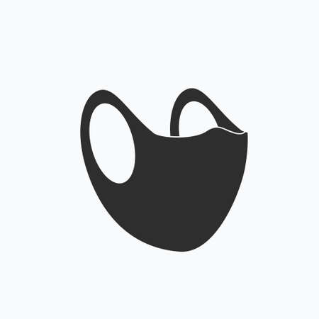 Medical mask isolated on white background. Black flat silhouette of medical mask. Vector.のイラスト素材