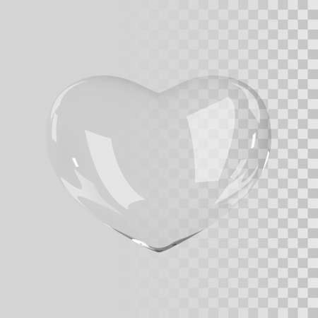 3d glass heart. Realistic glossy 3d heart.のイラスト素材
