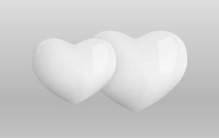 3d hearts. Realistic glossy 3d heart. Vector.のイラスト素材