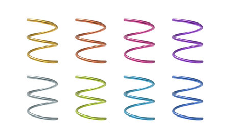 3d realistic geometric objects. Isolated metallic colorful helix shapes. Vector.のイラスト素材