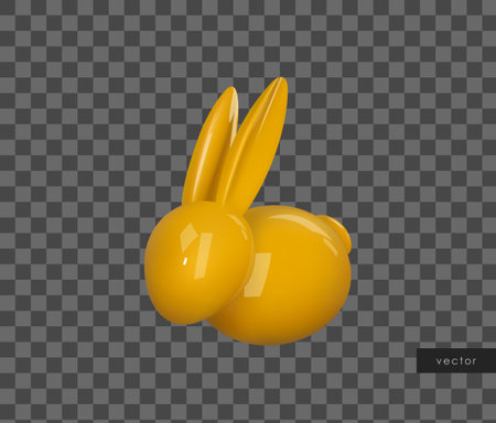 Ceramic Easter bunny. Decorative realistic object for Easter Day. Vector.のイラスト素材