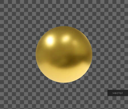 3d geometric object. Isolated metallic gold sphere. Vector.のイラスト素材